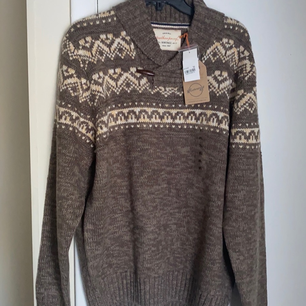 Brown Shawl Collar Sweater